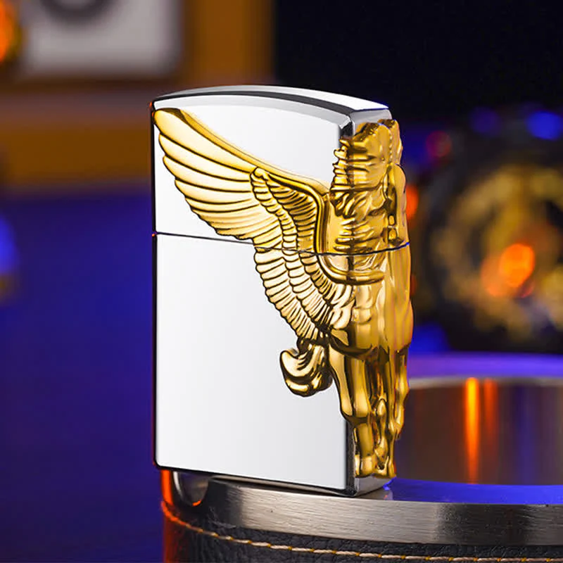 Three Sides 3D Relief Pegasus Refillable Butane Lighter - Image 12