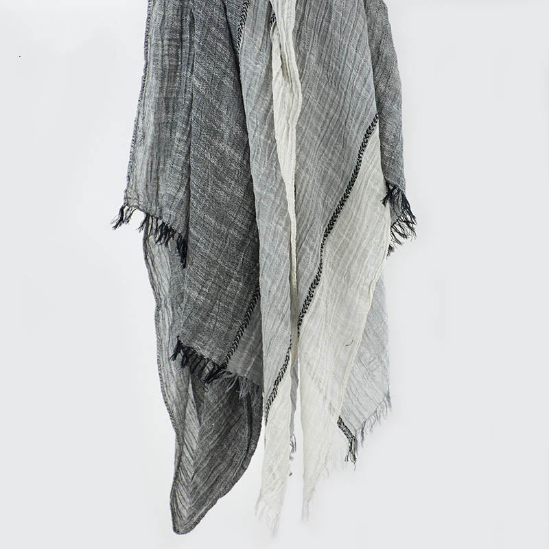 Three-Tone Color Matching Wrinkles Summer Thin Scarf - Image 10