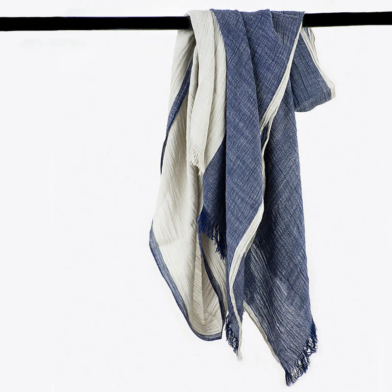Three-Tone Color Matching Wrinkles Summer Thin Scarf - Image 12