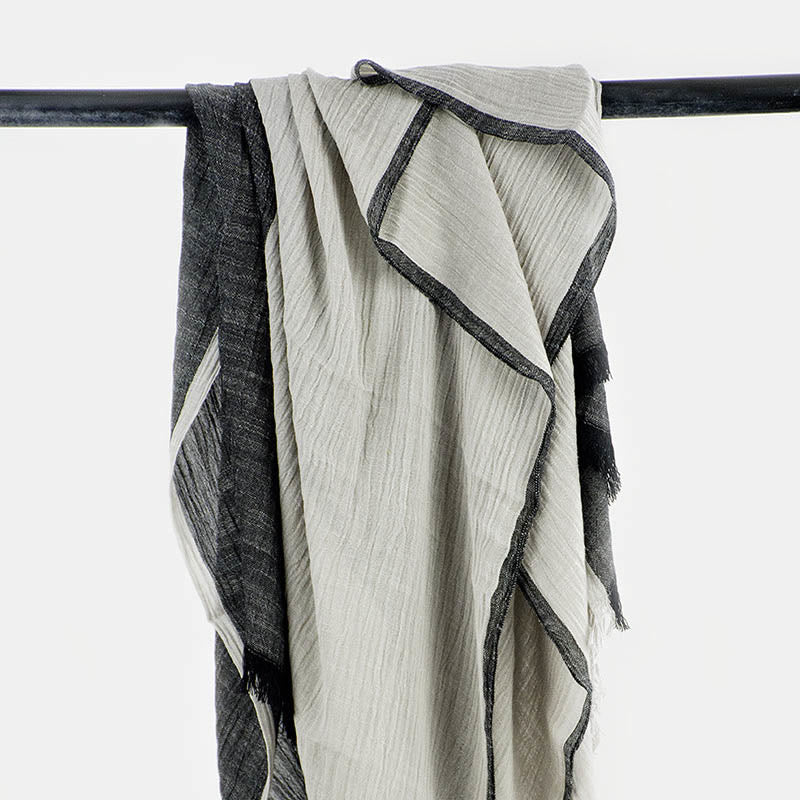 Three-Tone Color Matching Wrinkles Summer Thin Scarf - Image 13