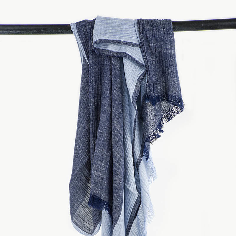 Three-Tone Color Matching Wrinkles Summer Thin Scarf - Image 14
