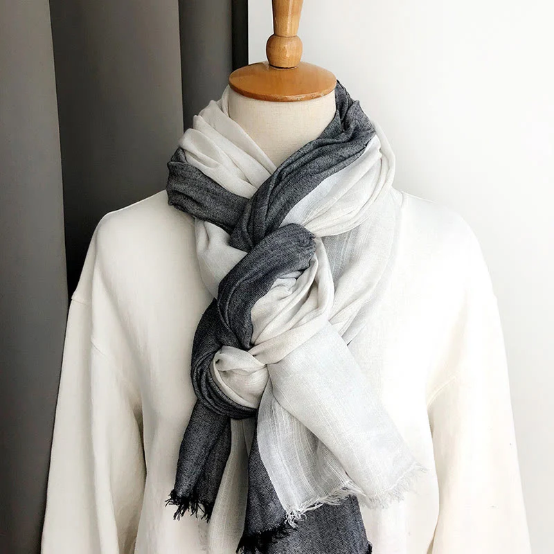 Three-Tone Color Matching Wrinkles Summer Thin Scarf - Image 21