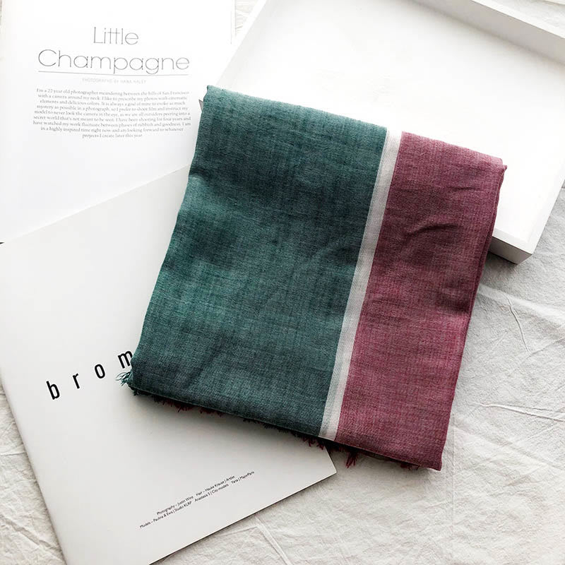 Three-Tone Color Matching Wrinkles Summer Thin Scarf - Image 27