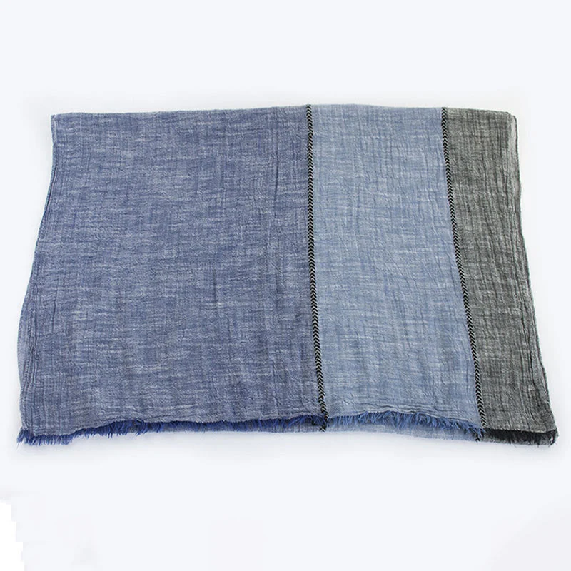 Three-Tone Color Matching Wrinkles Summer Thin Scarf - Image 4