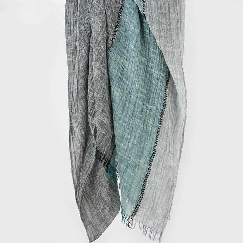 Three-Tone Color Matching Wrinkles Summer Thin Scarf - Image 5