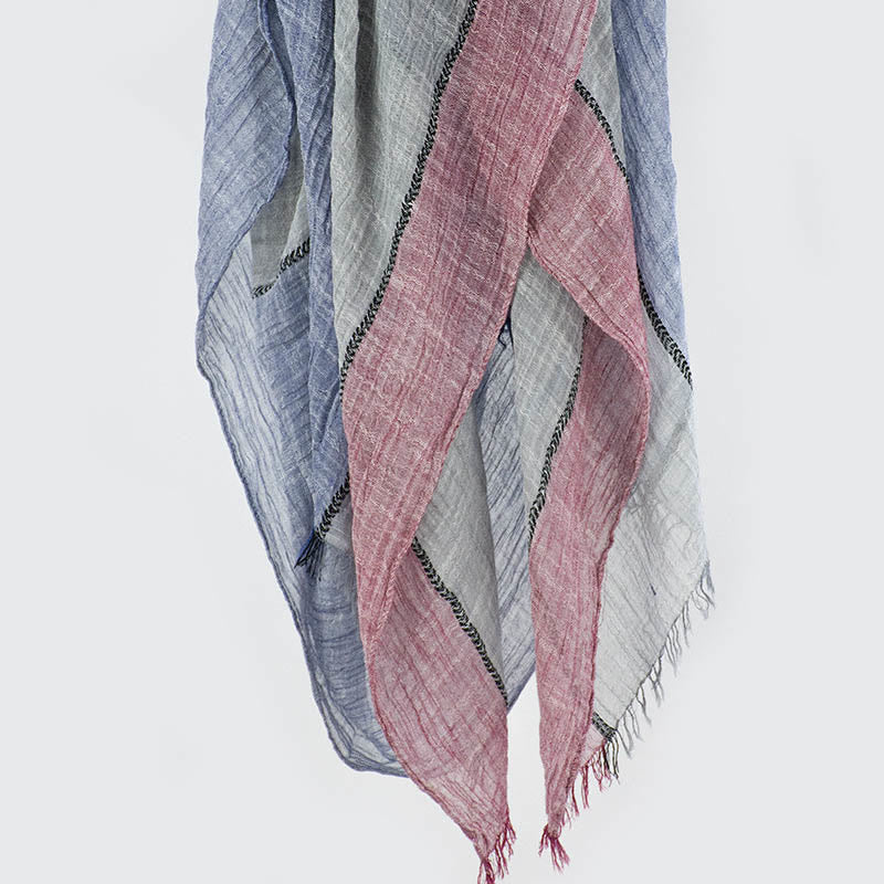 Three-Tone Color Matching Wrinkles Summer Thin Scarf - Image 8