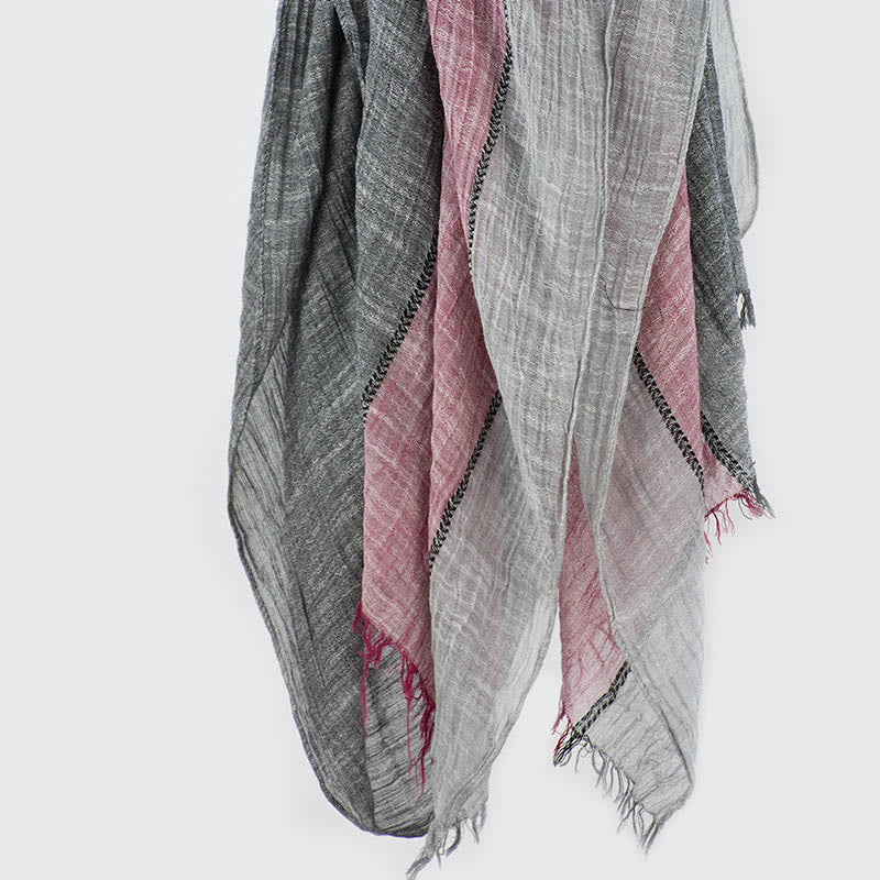 Three-Tone Color Matching Wrinkles Summer Thin Scarf - Image 9