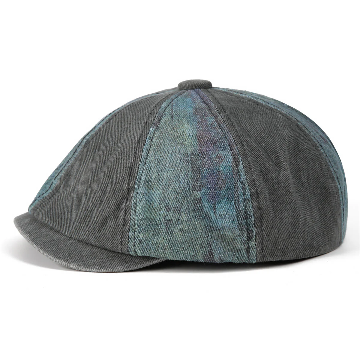 Tie-Dye Patchwork Distressed Vintage Artist Beret Hat