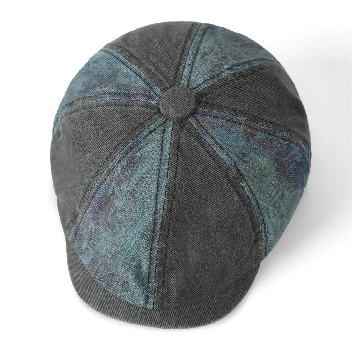 Tie-Dye Patchwork Distressed Vintage Artist Beret Hat - Image 3
