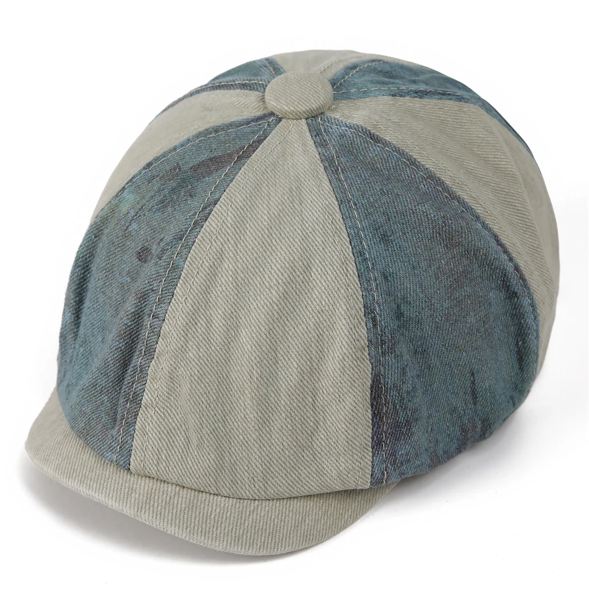 Tie-Dye Patchwork Distressed Vintage Artist Beret Hat - Image 7