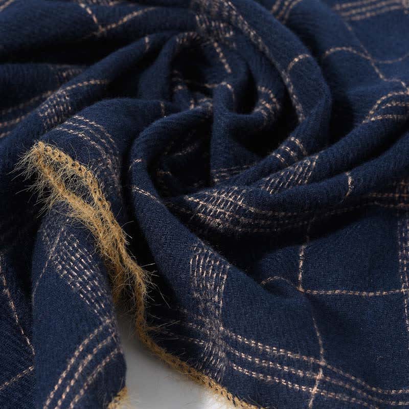 Timeless Classic Plaid Pattern Scarf With Furry Trim - Image 11
