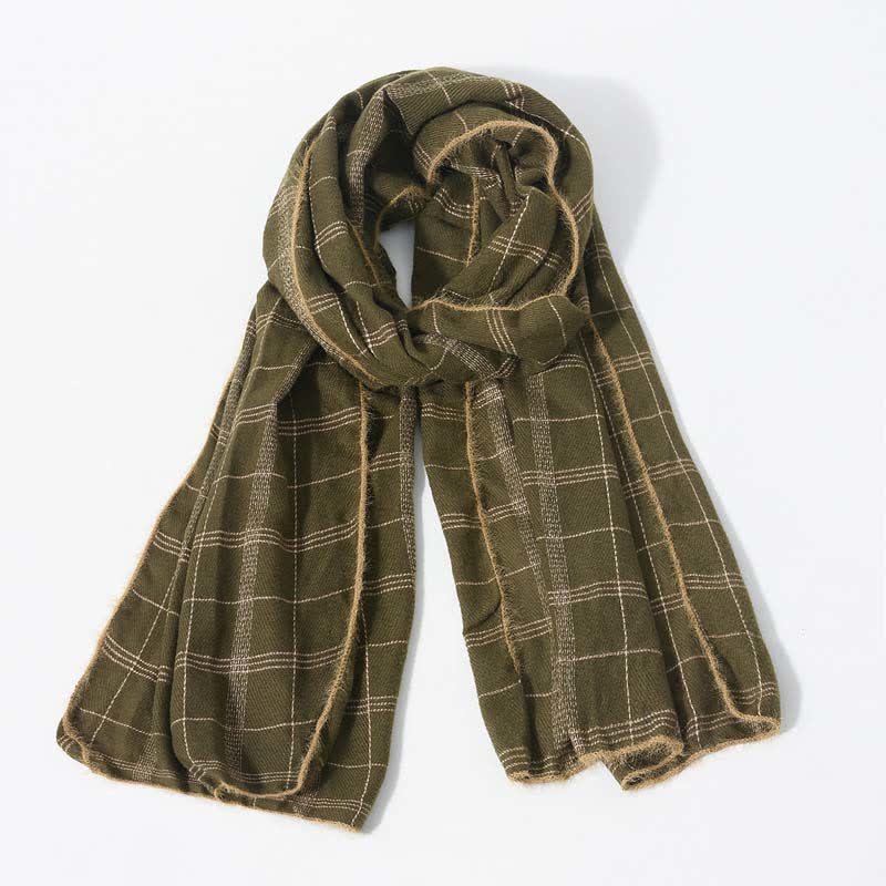 Timeless Classic Plaid Pattern Scarf With Furry Trim - Image 12