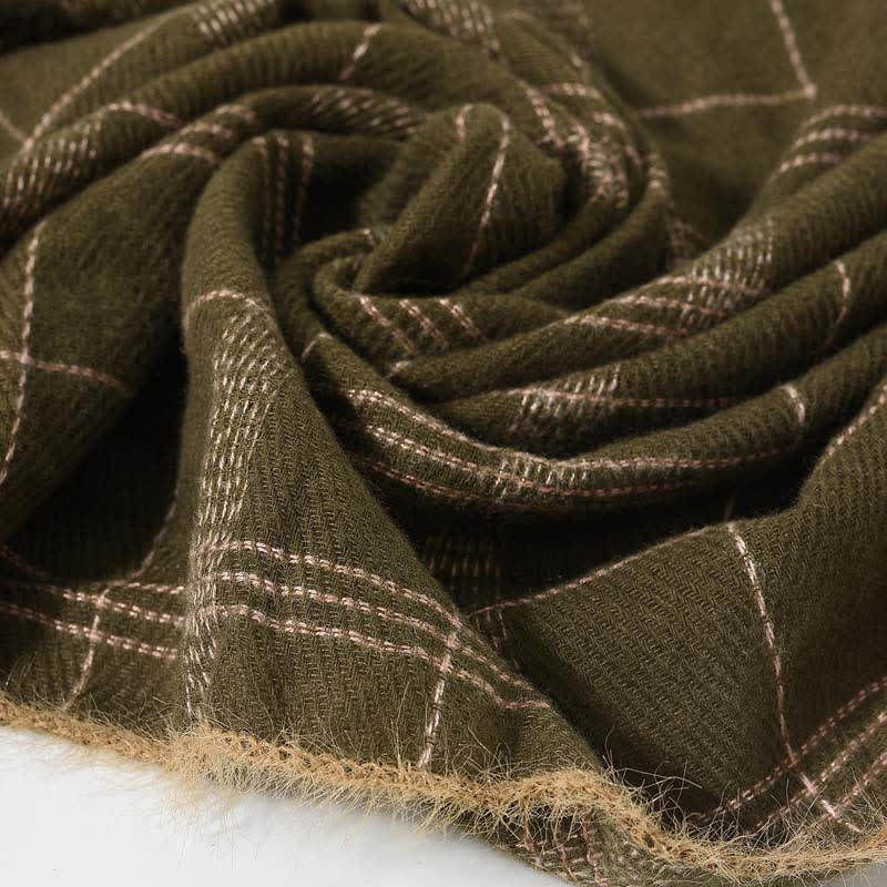 Timeless Classic Plaid Pattern Scarf With Furry Trim - Image 14