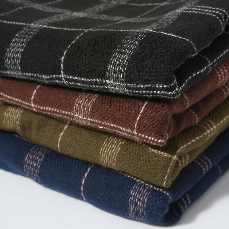 Timeless Classic Plaid Pattern Scarf With Furry Trim - Image 5