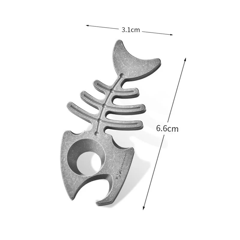 Titanium Alloy EDC-Tool Fishbone Shaped Bottle Opener Keychain - Image 6