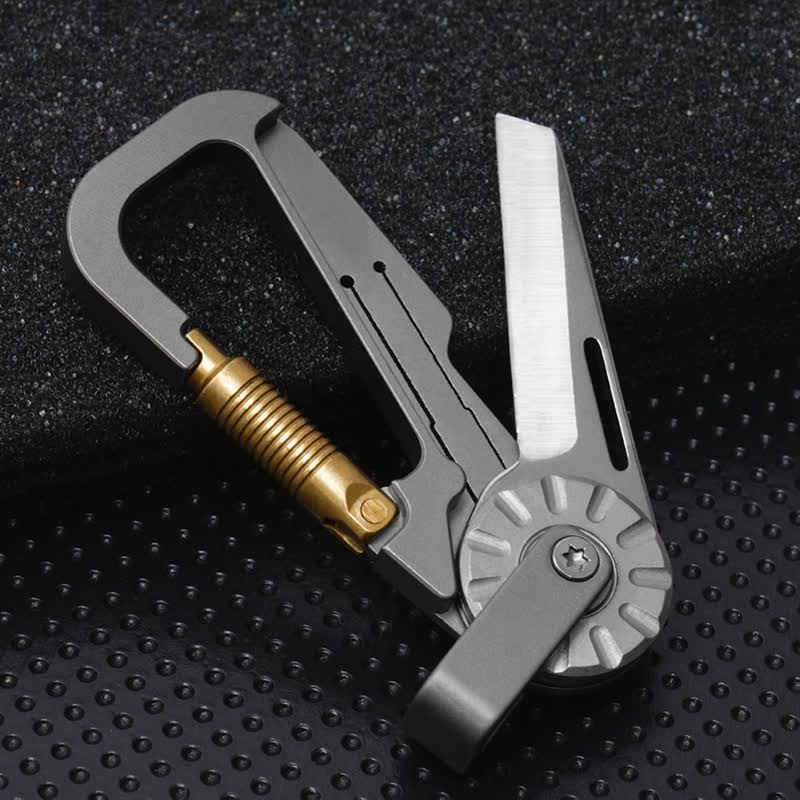 Titanium Alloy Folding Knife Climbing Keychain