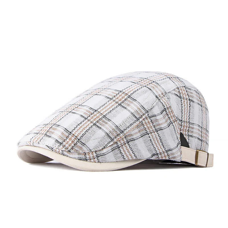Travel Casual Checkered Beret Flat Cap - Image 11
