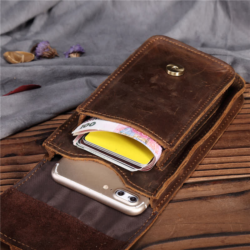 Travel Waist Hanging Pack Hook Leather Belt Bag - Image 2