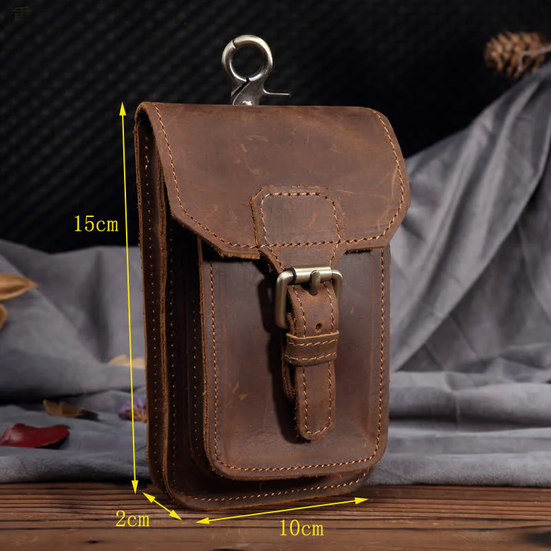 Travel Waist Hanging Pack Hook Leather Belt Bag - Image 4