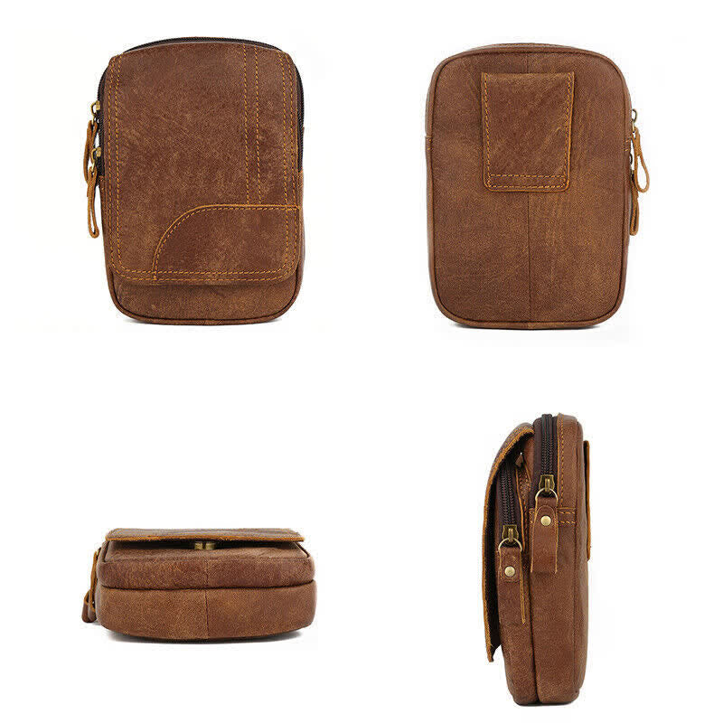 Travel Zipper Magnetic Snap Nubuck Leather Belt Bag - Image 4