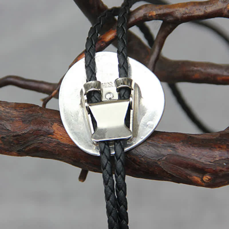Trend Irregular Round Abalone Shell Inlaid Bolo Tie - Image 4