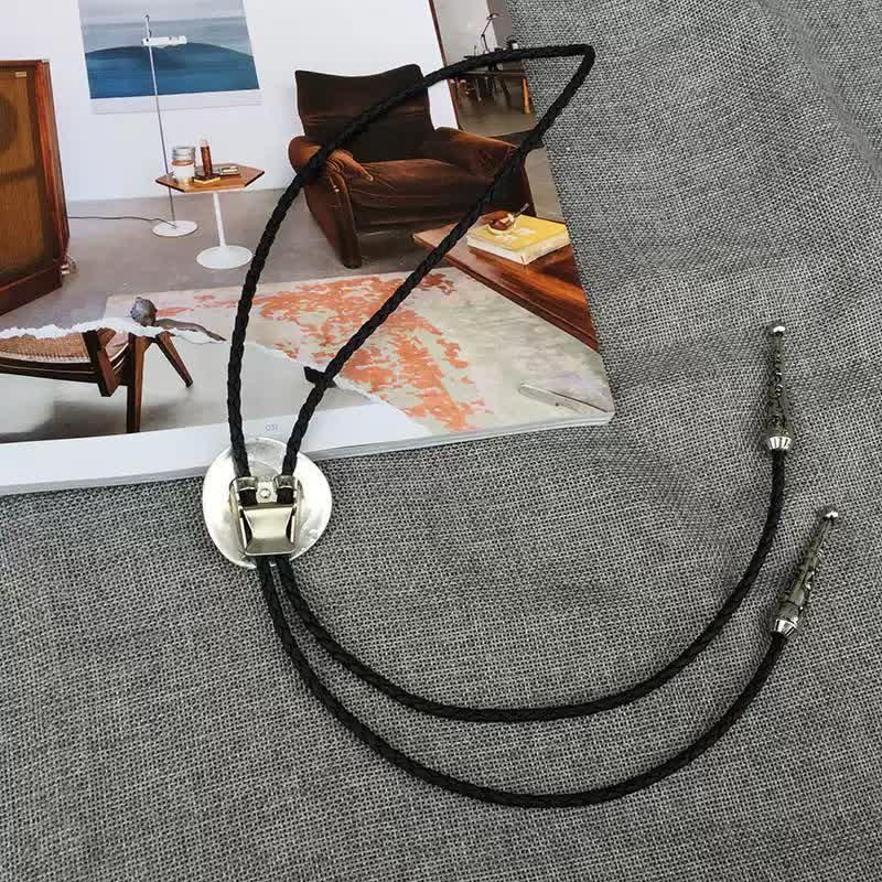 Trend Irregular Round Abalone Shell Inlaid Bolo Tie - Image 7