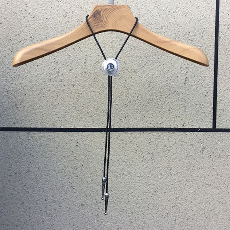 Trend Irregular Round Abalone Shell Inlaid Bolo Tie - Image 9