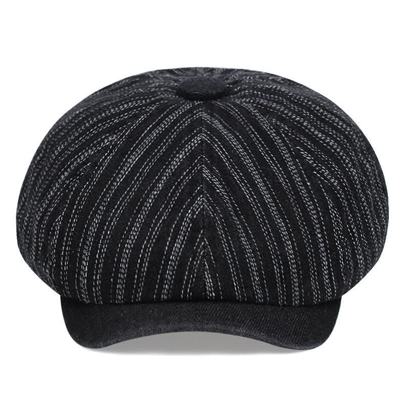 Trendy Striped Octagonal Newsboy Beret Cap - Image 2