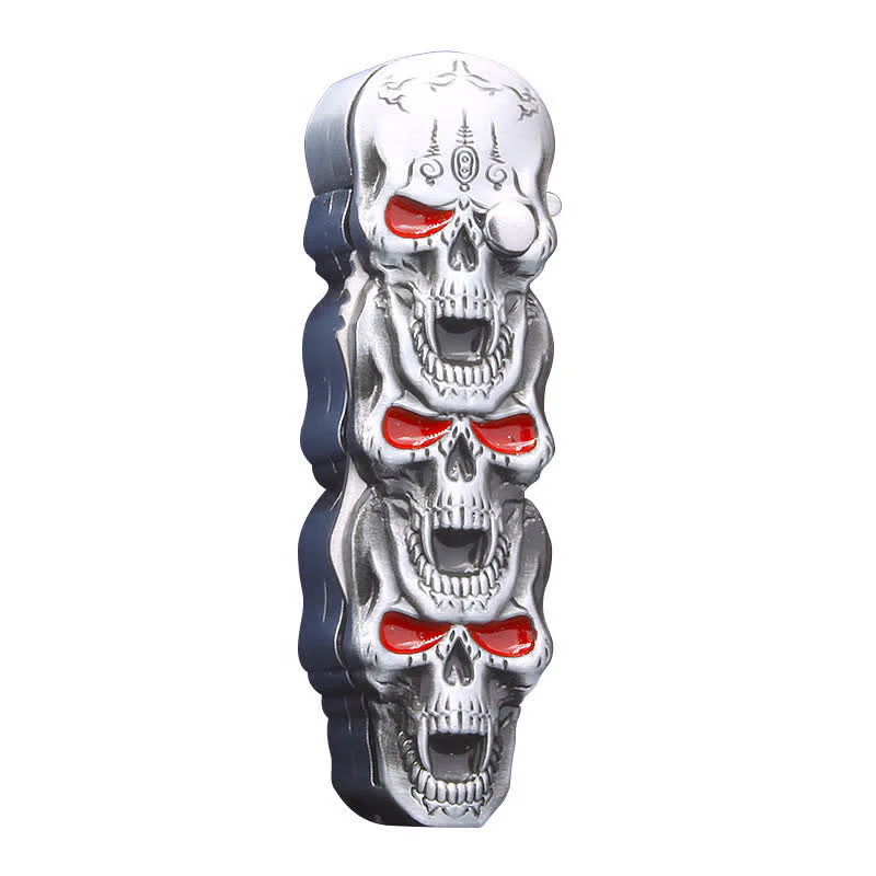 Triple Skull Head Refillable Butane Lighter With Knife - Image 12