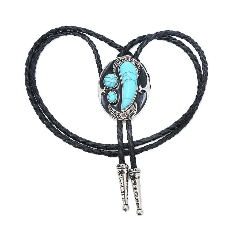 Turquoise Indian Style Cowboy Bolo Tie - Image 6