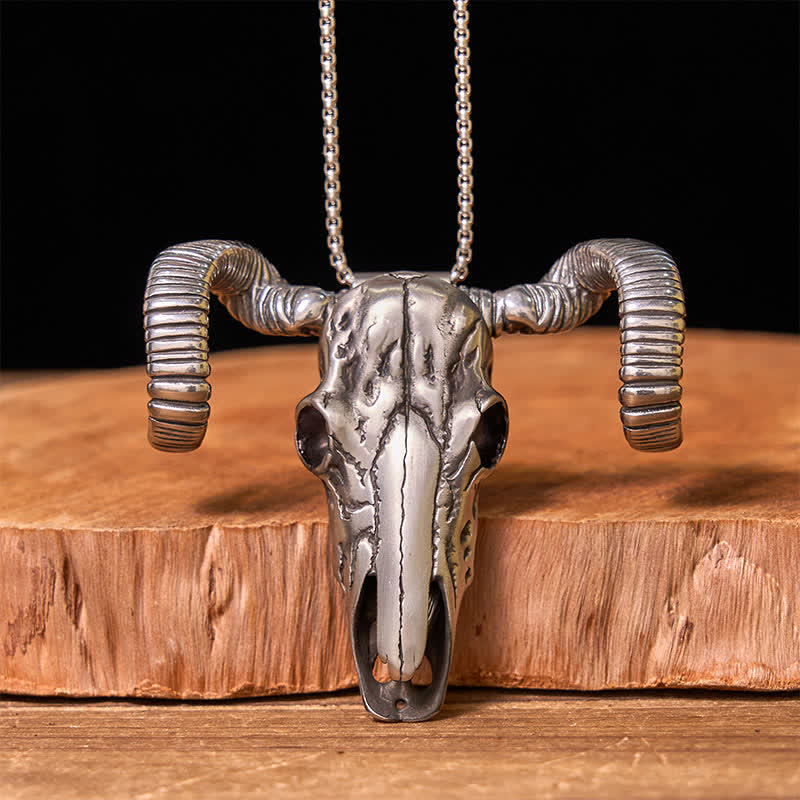 Silver Skull Sheep Multi-function Pendant Belt Buckle