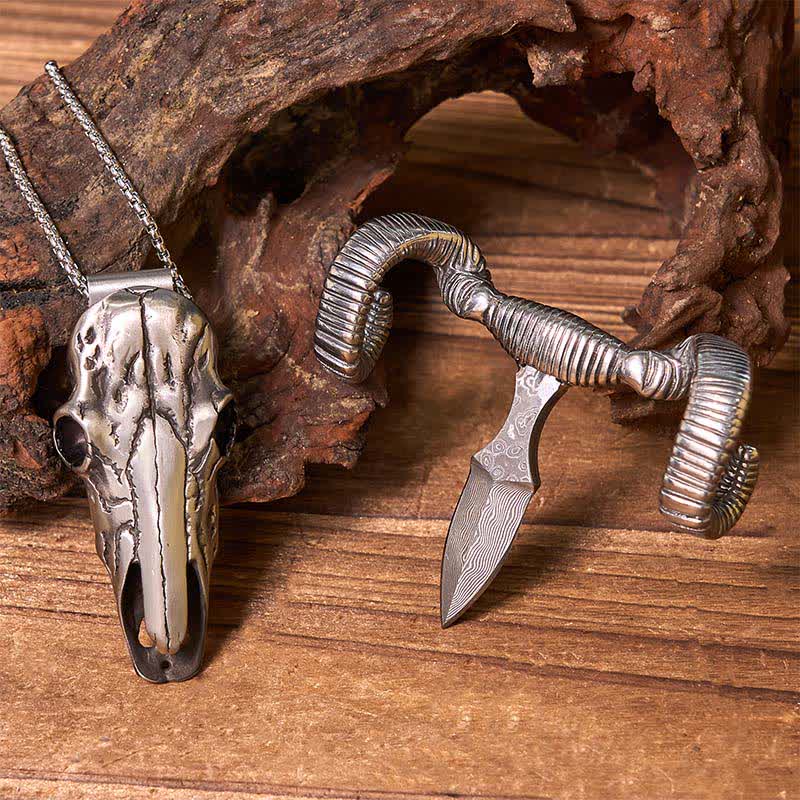 Silver Skull Sheep Multi-function Pendant Belt Buckle - Image 5