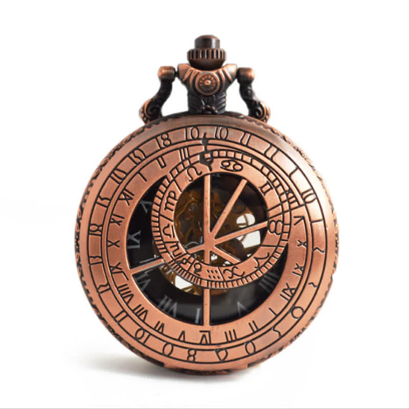 Twelve Constellations Compass Mechanical Pocket Watch - Image 11