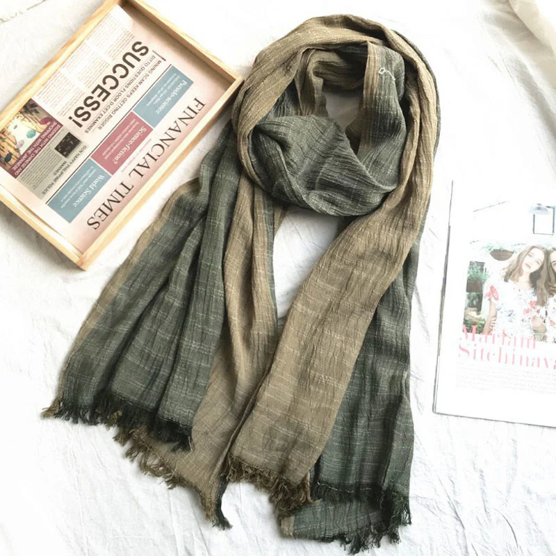 Two-Tone Color Matching Lightweight Retro Thin Scarf - Image 8