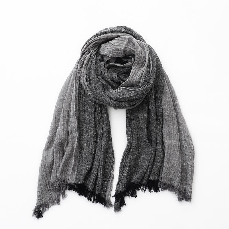 Two-Tone Color Matching Thin Cotton Linen Scarf - Image 10