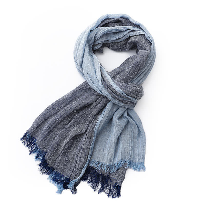 Two-Tone Color Matching Thin Cotton Linen Scarf - Image 4