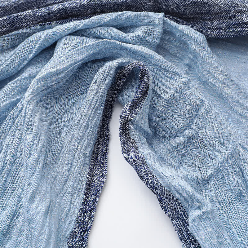 Two-Tone Color Matching Thin Cotton Linen Scarf - Image 5