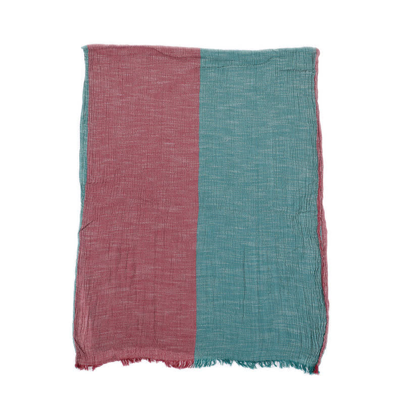 Two-Tone Color Matching Thin Cotton Linen Scarf - Image 7