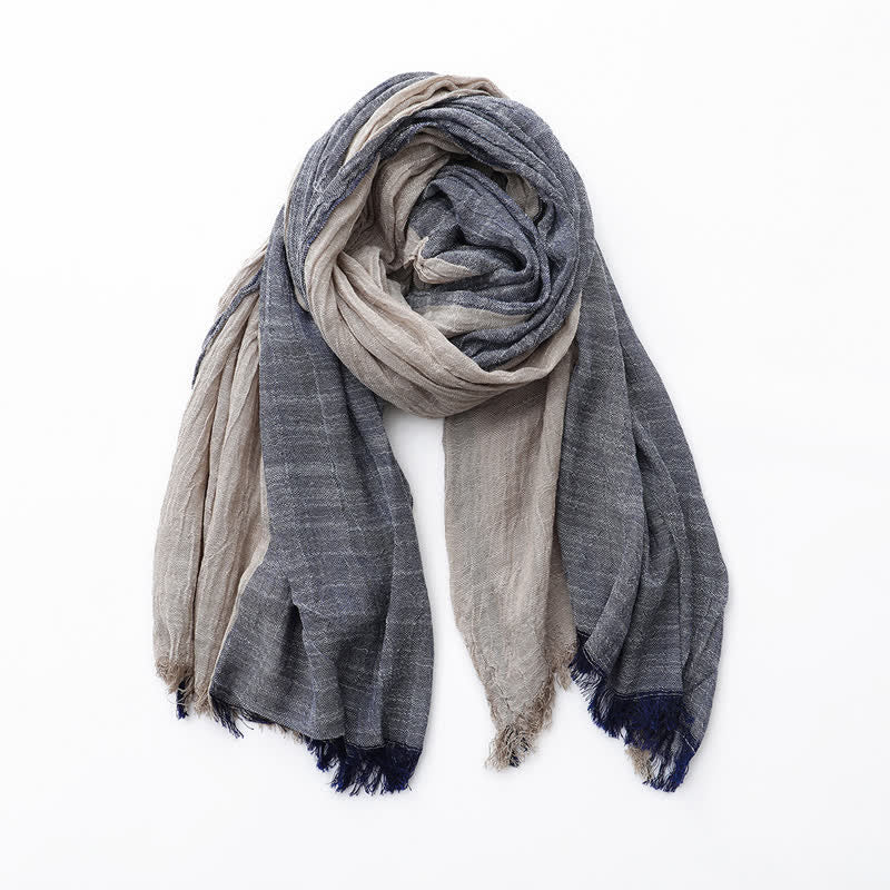 Two-Tone Color Matching Thin Cotton Linen Scarf - Image 8