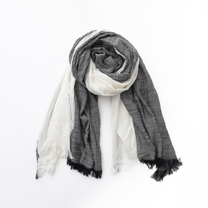 Two-Tone Color Matching Thin Cotton Linen Scarf - Image 9