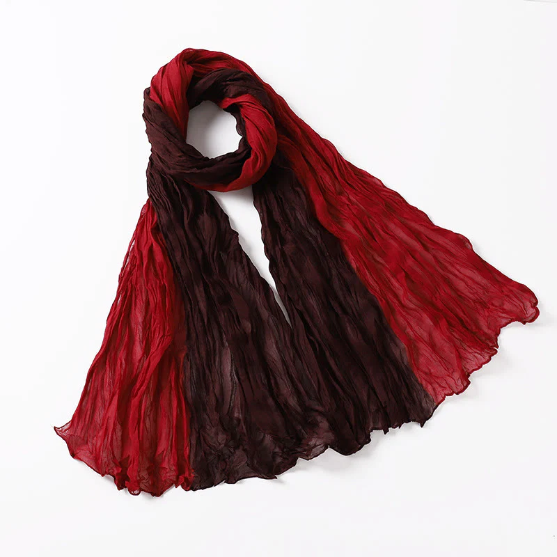 Two-Tone Gradient Color-Blocked Four Season Crinkle Scarf - Image 13
