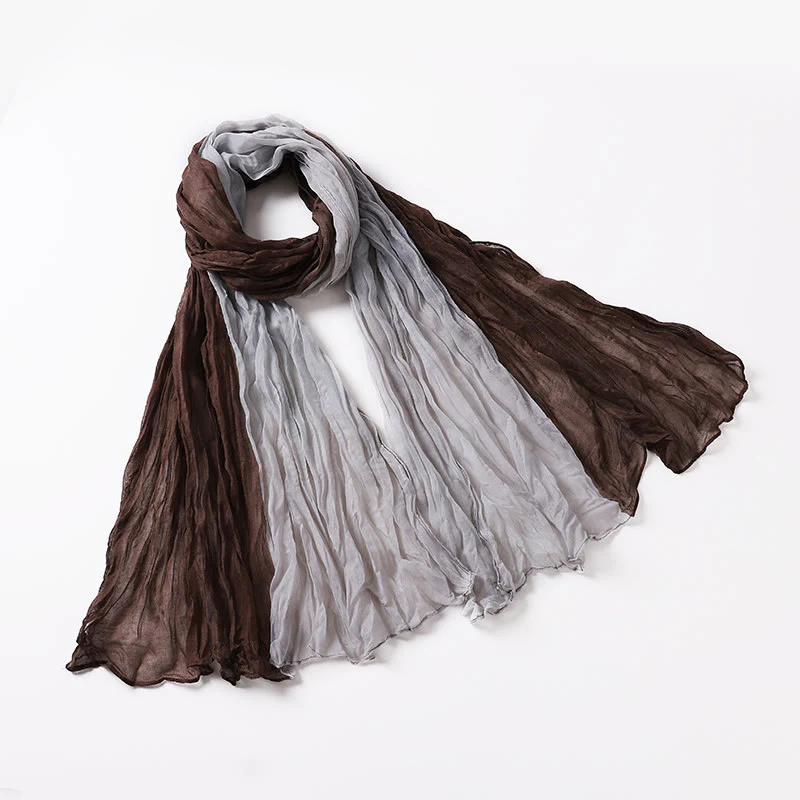 Two-Tone Gradient Color-Blocked Four Season Crinkle Scarf - Image 17