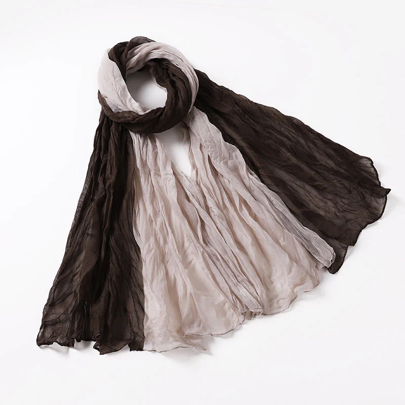 Two-Tone Gradient Color-Blocked Four Season Crinkle Scarf - Image 18