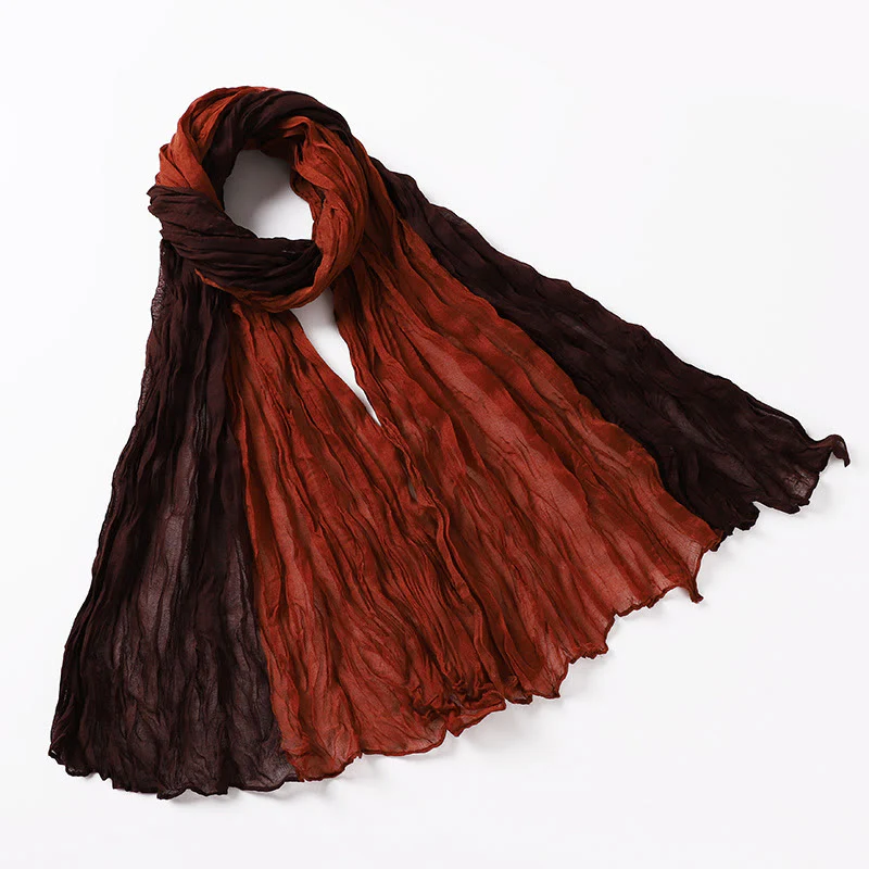 Two-Tone Gradient Color-Blocked Four Season Crinkle Scarf - Image 26