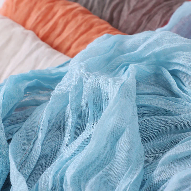 Two-Tone Gradient Color-Blocked Four Season Crinkle Scarf - Image 3