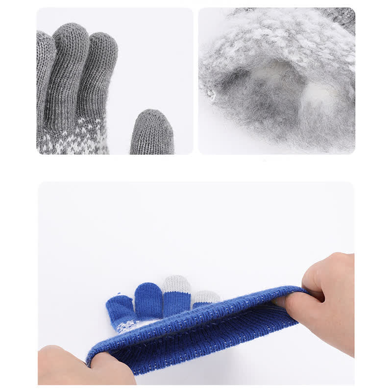Two-Tone Gradient Color Speckled Patterned Knitted Gloves - Image 4