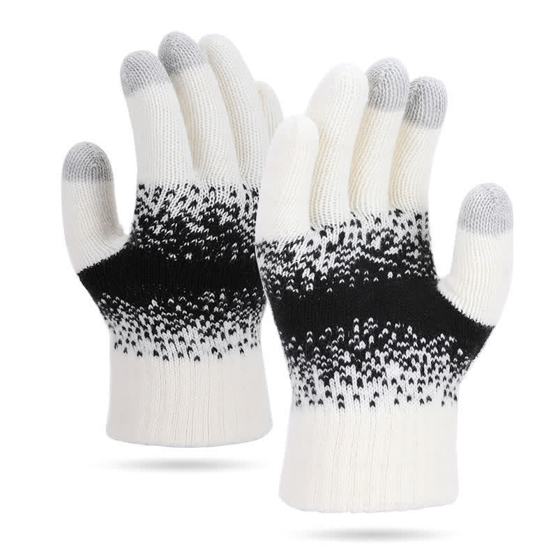 Two-Tone Gradient Color Speckled Patterned Knitted Gloves - Image 7