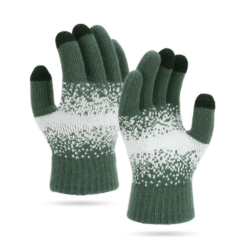Two-Tone Gradient Color Speckled Patterned Knitted Gloves - Image 9