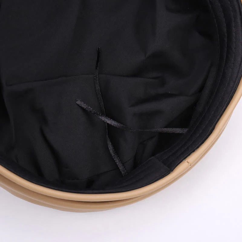 Two-Tone Star Studs Leather Beret Hat With Chain - Image 4