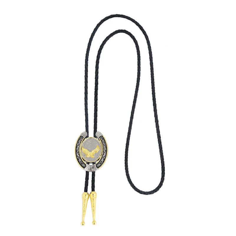 Two Tone Western Animal Style Horseshoe Shape Bolo Tie - Image 10